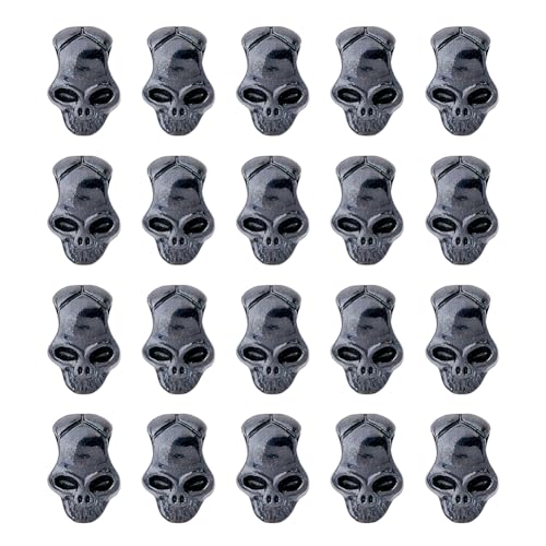 DICOSMETIC Totenkopf-Abstandshalter aus Legierung, Antik-Silber, Metall-Skelettperlen, großes Loch, tibetischer Stil, Halloween-Thema, Totenkopf-Perlen für Schmuckfindung, Loch: 4 mm, 80 Stück von DICOSMETIC