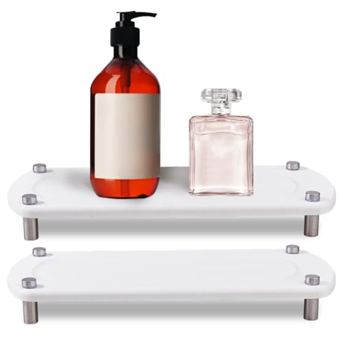 DICOSMETIC Wasserabsorbierende Kieselgur-Untersetzer, weißer Stein, Trockentabletts für Waschbecken, 28 x 12 cm, gerilltes Design, Badezimmer-Tabletts für Handseifen und Toilettenartikel, 2 Stück von DICOSMETIC