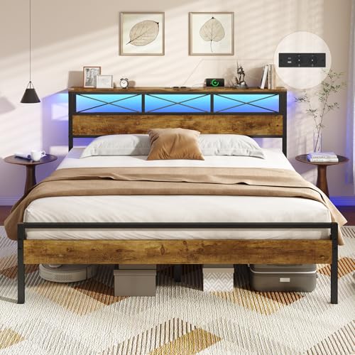 DICTAC Bettgestell 160x200 cm mit USB Ladestation & LED-Beleuchtung – Doppelbett mit Stauraum, Metall Lattenrost & Kopfteil —Unterbett Stauraum: 31.5 cm Höhe– Ohne Matratze DICTAC Bettgestell 160x200 cm mit USB Ladestation & LED-Beleuchtung – Doppelbett mit Stauraum, Metall Lattenrost & Kopfteil —Unterbett Stauraum: 31.5 cm Höhe– Ohne Matratze von DICTAC