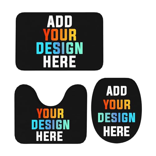 DICUSPEROZTOM Benutzerdefinierte 3-teilige Badezimmerteppiche Set Fügen Sie Ihr Textbild-Logo hinzu Personalisierte rutschfeste Badezimmerbereich-Teppich-Fußmatte für Home Office (24x16in) von DICUSPEROZTOM