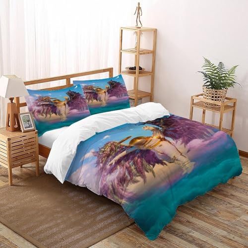 DICVXOR Astronaut Flügel 3 Teilig Bettwäsche | Bettwäsche Set Gothic Theme Mit Je Bettbezügen Super King（260x220cm） & Kissenbezügen & Für Allergiker Geeignet von DICVXOR