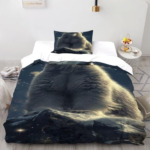 DICVXOR Eisbär Sternen Bettbezug Set 2-teilig Kinderbettwäsche-Set Animal Theme Domestic Animals Mit Kissenbezügen Für Jugendliche Kinder Schlafzimmer Single（135x200cm） von DICVXOR
