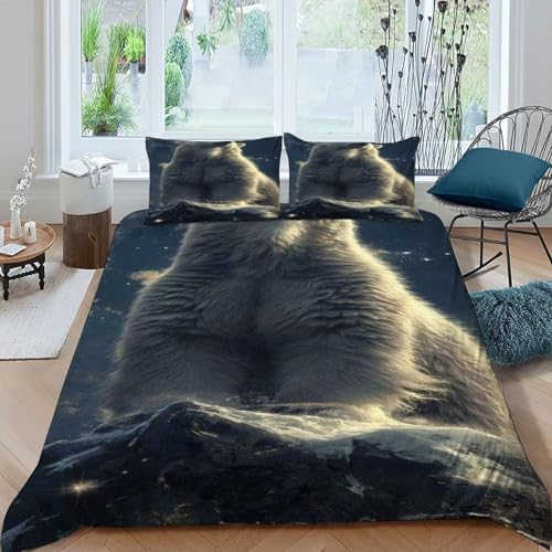 DICVXOR Eisbär Sternen Bettbezug-Set 3 Teilig Für Jungen Und Mädchen 3D Druck Animal Theme Domestic Animals Weiche Mikrofaser Und Kissenbezug Mit Reißverschluss King（220x240cm） von DICVXOR