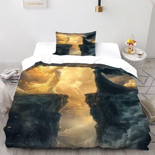 DICVXOR Engel Kontrast Bettbezug Bettwäsche-Sets Gothic Theme Mit Kissenbezüge Für Jugendliche Kinder Schlafzimmer Single（135x200cm） von DICVXOR