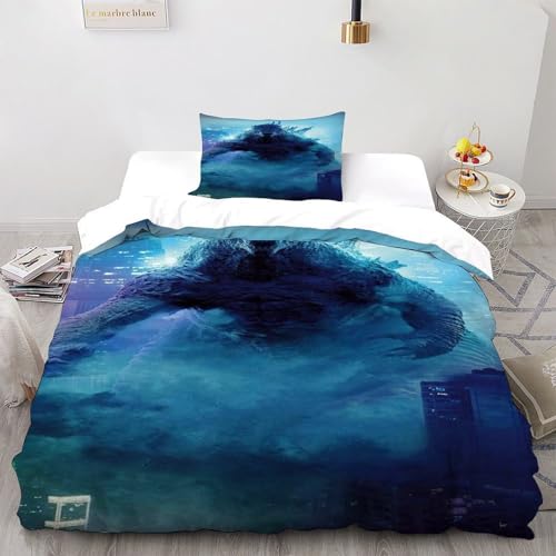 DICVXOR Godzilla Stadt Bettwäsche Kinderbettwäsche Reißverschluss Mit Kissenbezügen Betten Set Gothic Theme Für Jugendliche Kinder Schlafzimmer Single（135x200cm） von DICVXOR