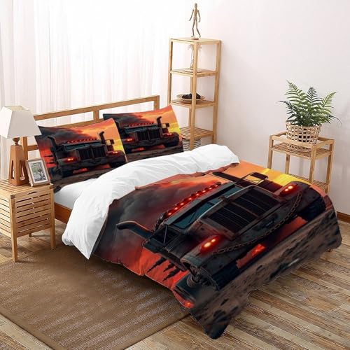 DICVXOR LKW Rauch Bettwäsche Set 3-teilig Mit Kissenbezügen Reißverschluss Sports Theme Betten Set Für Jungen Und Mädchen,Kinder Double（200x200cm） von DICVXOR
