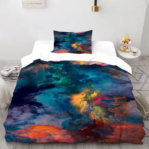 DICVXOR Lebendige Farben Bettbezug Set 2 Teilig Kinderbettwäsche Mit Kissenbezügen Landscape Illustration Betten Set Für Jungen Und Mädchen,Kinder Single（135x200cm） von DICVXOR