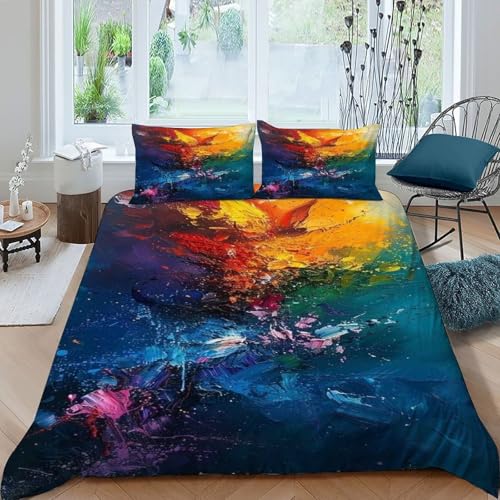 DICVXOR Lebendige Farben Bold Bettwäsche-Sets 3-teilig Kissenbezügen Landscape Illustration Betten Setfür Jungen Und Mädchen,Kinder King（220x240cm） von DICVXOR