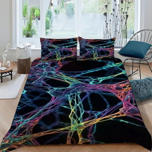 DICVXOR Neuronales Netzwerk Bettbezug Bettwäsche Gothic Theme Mit Kissenbezügen Betten Set Mit Reißverschluss Für Jungen Und Mädchen,Kinder King（220x240cm） von DICVXOR