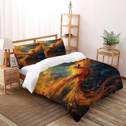 DICVXOR Phönix Bunt Bettbezug Set 3-teilig Kinderbettwäsche-Set Wildlife Animal Theme Mit Kissenbezügen Für Jugendliche Kinder Schlafzimmer Super King（260x220cm） von DICVXOR