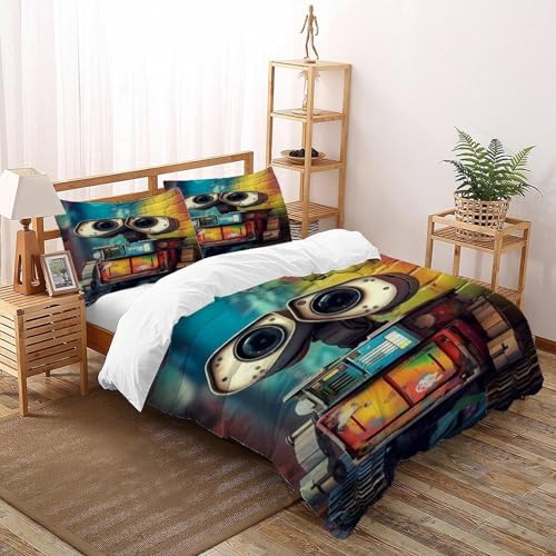 DICVXOR Roboter Graffiti Bettwäsche-Sets 3 Teilig Für Jungen Und Mädchen 3D-Digitaldruck Gothic Theme Weiche Mikrofaser Mit Reißverschluss Und Kissenbezug Double（200x200cm） von DICVXOR