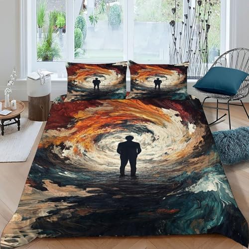DICVXOR Silhouette Wirbel Bettbezug-Set 3 Teilig Für Jungen Und Mädchen 3D-Digitaldruck Space Theme Weiche Mikrofaser Mit Reißverschluss Und Kissenbezug King（220x240cm） von DICVXOR