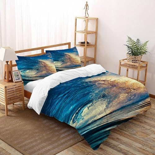 DICVXOR Welle Himmel Bettwäsche-Sets Landscape Illustration Kinderbettwäsche-Set Reißverschluss Mit Kissenbezügen Für Jungen Und Mädchen,Kinder Super King（260x220cm） von DICVXOR