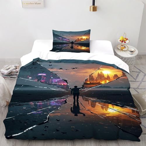 DICVXOR Zerbrochenes Glas Bettwäsche-Sets Gothic Theme Kinderbettwäsche-Set Reißverschluss Mit Kissenbezug Für Jugendliche Kinder Schlafzimmer Single（135x200cm） von DICVXOR