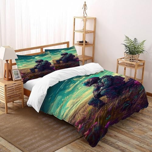 3D Der Rest des Astronauten Bettwäsche-Sets Jugendliche Kind Band Bettwäsche 3er Set Microfaser Kissenbezüge Mit ReißVerschluss Soft Super King（260x220cm） von DICVXST