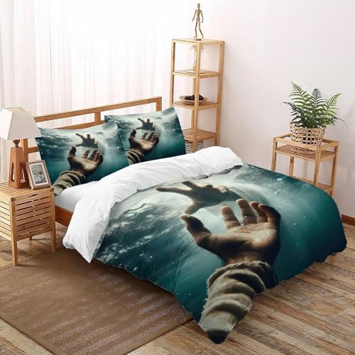 3D Die Hand Jesu Reaching Out Bettwäsche-Sets Junge Mädchen Band Bettwäsche 3er Set Mikrofaser Kissenbezüge Mit ReißVerschluss Soft Double（200x200cm） von DICVXST