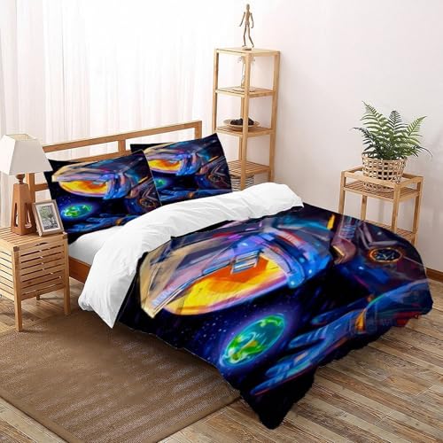 DICVXST 3D Astronaut hält Erde Bettwäsche-Sets Jugendliche Kind Band Bettwäsche 3er Set Microfaser Kissenbezüge Mit Reißverschluss Double（200x200cm） von DICVXST