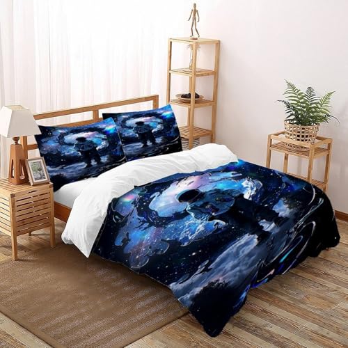 DICVXST 3D Gedruckt Astronaut im kosmischen Wirbel Bettwäsche Set Jugendliche Kind Band Bettwäsche 3er Set Microfaser Kissenbezüge Mit Reißverschluss Double（200x200cm） von DICVXST