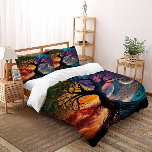DICVXST 3D Gedruckt Baum der Dualität Bettwäsche Set Jugendliche Kind Band Bettwäsche 3er Set Microfaser Kissenbezüge Mit ReißVerschluss Soft Double（200x200cm） von DICVXST