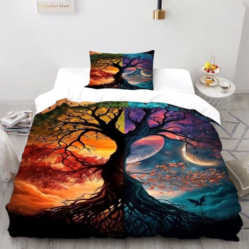 DICVXST 3D Gedruckt Baum der Dualität Bettwäsche Set Junge Mädchen Band Bettwäsche 2er Set Modern Kissenbezüge Mit ReißVerschluss Soft Single（135x200cm） von DICVXST