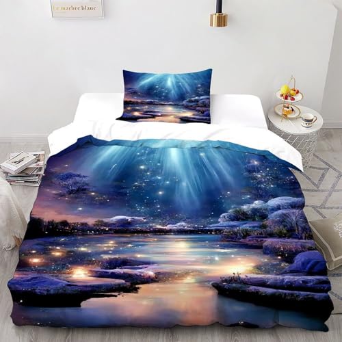 DICVXST 3D Gedruckt Der verzauberte See Bettwäsche Set Jugendliche Kind Band Bettwäsche 2er Set Microfaser Kissenbezüge Mit ReißVerschluss Soft Single（135x200cm） von DICVXST