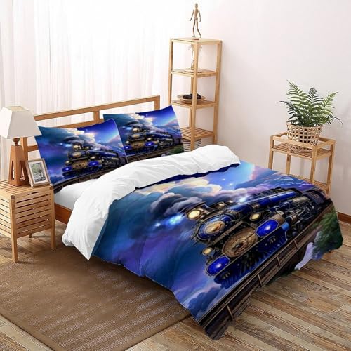 DICVXST 3D Gedruckt Himmlischer Zug Bettwäsche Set Mädchen Band Bettwäsche 3er Set Weiche Kissenbezüge Mit ReißVerschluss Soft Double（200x200cm） von DICVXST