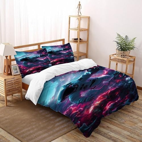 DICVXST 3D Gedruckt Kosmischer Astronaut Bettwäsche Set Jugendliche Kind Band Bettwäsche 3er Set Modern Kissenbezüge Mit Reißverschluss Super King（260x220cm） von DICVXST
