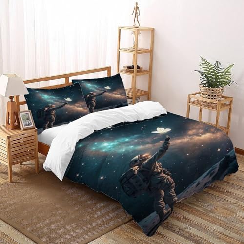 DICVXST 3D Gedruckt Kosmischer Schmetterling Bettwäsche Set Jugendliche Kind Band Bettwäsche 3er Set Microfaser Kissenbezüge Mit Reißverschluss Double（200x200cm） von DICVXST