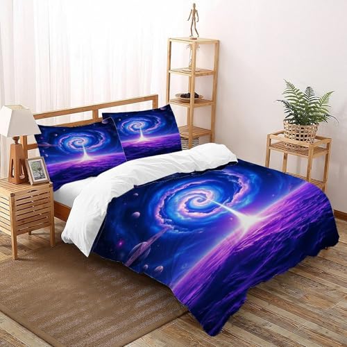 DICVXST 3D Gedruckt Kosmisches Wirbelportal Bettwäsche Set Junge Mädchen Band Bettwäsche 3er Set Microfaser Kissenbezüge Mit ReißVerschluss Soft King（220x240cm） von DICVXST