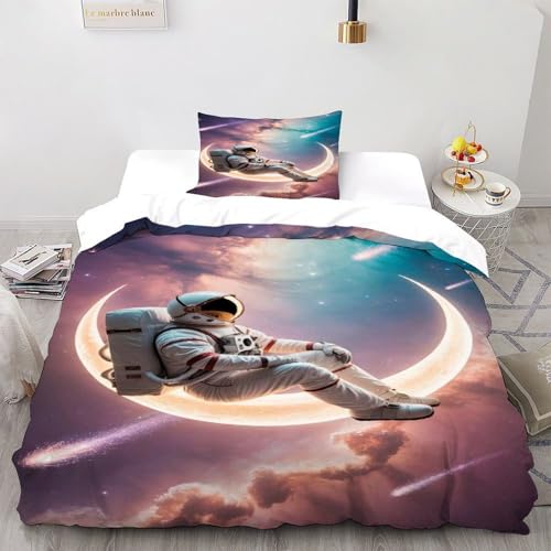DICVXST 3D Gedruckt Mondruhe Bettwäsche Set Mädchen Band Bettwäsche 2er Set Mikrofaser Kissenbezüge Mit ReißVerschluss Soft Single（135x200cm） von DICVXST