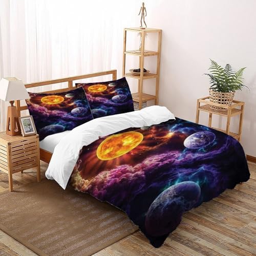 DICVXST 3D Gedruckt Planetarische Umarmung Bettwäsche Set Jugendliche Kind Band Bettwäsche 3er Set Weiche Kissenbezüge Mit Reißverschluss Super King（260x220cm） von DICVXST