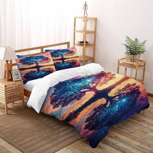DICVXST 3D Gedruckt Reflektierender kosmischer Baum Bettwäsche Set Jugendliche Kind Band Bettwäsche 3er Set Modern Kissenbezüge Mit ReißVerschluss Soft Double（200x200cm） von DICVXST