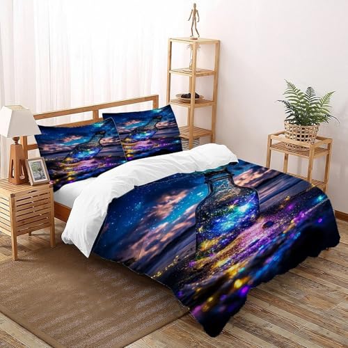 DICVXST 3D Gedruckt Starlight Botschaft in Einer Flasche Bettwäsche Set Jugendliche Kind Band Bettwäsche 3er Set Weiche Kissenbezüge Mit ReißVerschluss Soft Double（200x200cm） von DICVXST