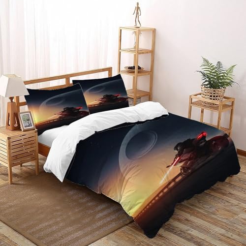 DICVXST 3D Gedruckt Todessternfahrt Bettwäsche Set Jugendliche Kind Band Bettwäsche 3er Set Modern Kissenbezüge Mit ReißVerschluss Soft King（220x240cm） von DICVXST