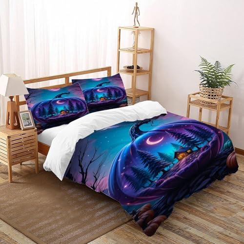 DICVXST 3D Kürbis Cottage Bettwäsche-Sets Jugendliche Kind Band Bettwäsche 3er Set Modern Kissenbezüge Mit ReißVerschluss Soft King（220x240cm） von DICVXST