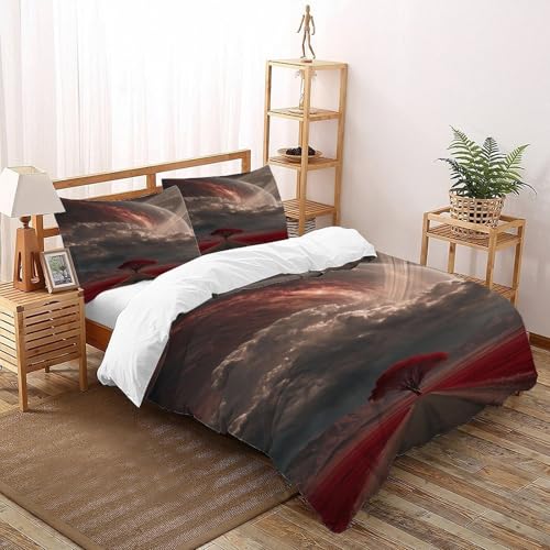 DICVXST 3D Roter Planet Vista Bettwäsche-Sets Jugendliche Kind Band Bettwäsche 3er Set Mikrofaser Kissenbezüge Mit ReißVerschluss Soft Super King（260x220cm） von DICVXST
