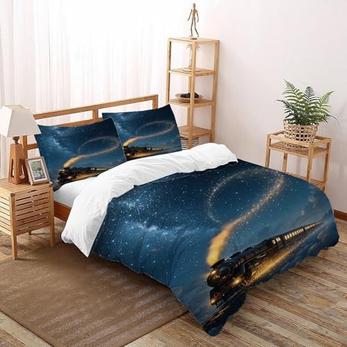DICVXST 3D Sternenzug Bettwäsche-Sets Jugendliche Kind Band Bettwäsche 3er Set Weiche Kissenbezüge Mit ReißVerschluss Soft Double（200x200cm） von DICVXST