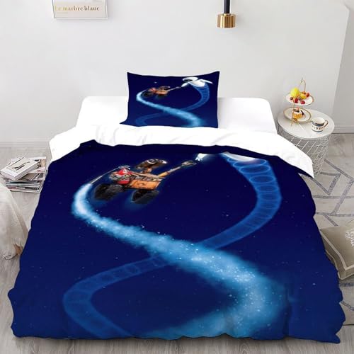 DICVXST 3D Wall-E und EVE Space Dance Bettwäsche-Sets Jugendliche Kind Band Bettwäsche 2er Set Mikrofaser Kissenbezüge Mit Reißverschluss Single（135x200cm） von DICVXST