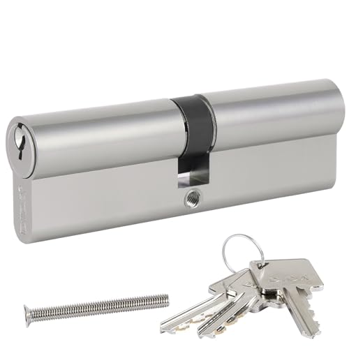 DIDA® 100mm Euro Barrel Lock 50/50 Door Barrel Lock with Key UPVC Door Lock Barrel Profile Lock with 3 Keys Anti-Pick Anti-Bump Anti-Drill Euro Cylinder Lock BS EN 1303:2005 Nickel von DIDA