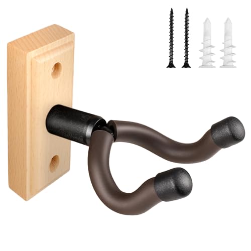 DIDA Gitarrenwandhalterung, Massivholz Gitarrenaufhänger Gitarrenwandaufhänger Gitarrenzubehör Drehbar U-Form Hartholz Gitarrenhalter Haken für Akustik E-Gitarre (1, Buchenholz) von DIDA