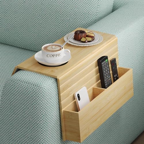 DIDAINT Sofa Tablett Armlehne Sofatablett Armlehnen Tablett Couch Ablage für Sofalehne - Praktische Sofa Ablage, Naturholz, Flexibles Design von DIDAINT