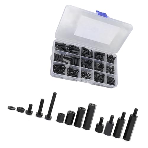 380 Stück 3 mm Innensechskantschrauben-Set, Nylon-Abstandshalter, Säulen-Abstandshalter, Muttern, Unterlegscheiben, Sortiment, langlebige Nylon-Unterlegscheibe von DIDILLX