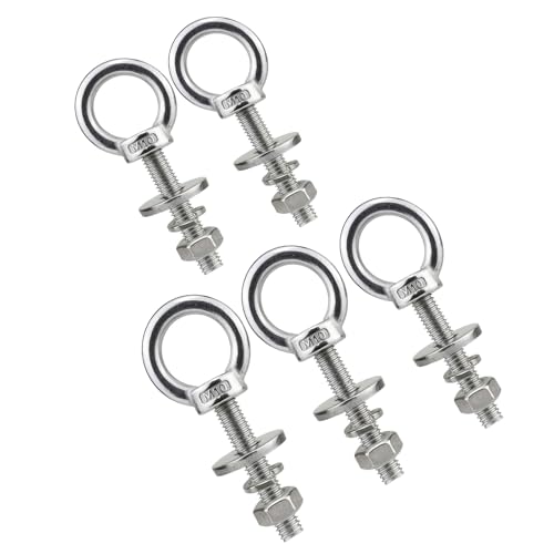 5 Stück 10 x 50 mm lange Schulter-Heberinge, strapazierfähige Heberinge, Gewindeschrauben für Spanngurte, langlebige Ringe, Gewindeschrauben mit Unterlegscheiben und Mutter 5 Stück 10 x 50 mm lange Schulter-Heberinge, strapazierfähige Heberinge, Gewindeschrauben für Spanngurte, langlebige Ringe, Gewindeschrauben mit Unterlegscheiben und Mutter von DIDILLX