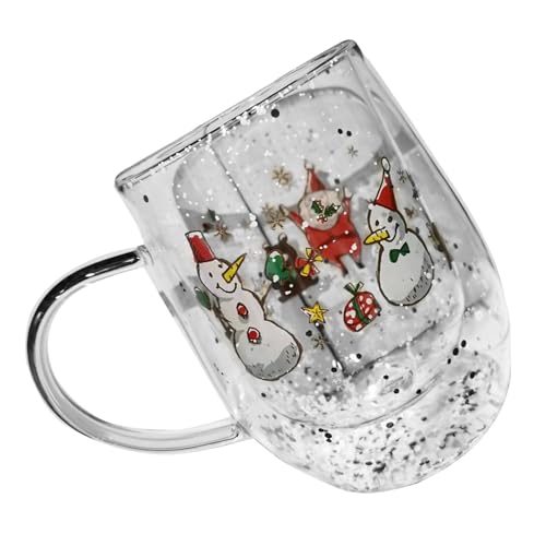 DIDILLX Isolierte doppelwandige Glas-Kaffeetasse, 300 ml, Weihnachts-Wasserbecher, Trinkgeschirr, Glaswaren für Partys von DIDILLX