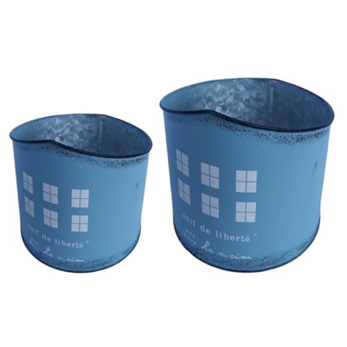 DIDILLX Outdoor Metall Blumentöpfe 2er Set Rost Eisen Behälter für Balkon Anbau Antik Design mit Schutzbeschichtung Verwitterte Oberfläche Metall Übertopf DIDILLX Outdoor Metall Blumentöpfe 2er Set Rost Eisen Behälter für Balkon Anbau Antik Design mit Schutzbeschichtung Verwitterte Oberfläche Metall Übertopf von DIDILLX