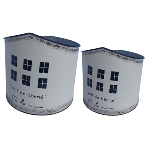 DIDILLX Outdoor Metall Blumentöpfe 2er Set Rost Eisen Behälter für Balkon Anbau Antik Design mit Schutzbeschichtung Verwitterte Oberfläche Metall Übertopf DIDILLX Outdoor Metall Blumentöpfe 2er Set Rost Eisen Behälter für Balkon Anbau Antik Design mit Schutzbeschichtung Verwitterte Oberfläche Metall Übertopf von DIDILLX