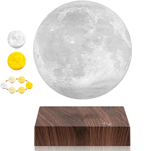 DIDWI Magnetisch schwebende Mondlicht Lampe, schwebende und drehende 3D-Druck-Mondlicht Lampe, LED-Mondnachtlichter für Heimdekoration, einzigartige Geschenke (3 Farben) von DIDWI