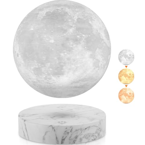 DIDWI Magnetische schwebende Mondlampe, rotierende schwebende Mondlampe, Nachtlicht, 3 Farben, Mond, schwebende Lampe, dekorativ für Wohnzimmer von DIDWI