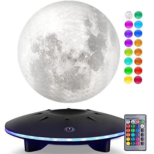 DIDWI Schwebende Mondlampe, 16 Farben LED-Magnet-Schwimmendes Mondlicht, 3D-Drucken Spinning Lunar Lamp Night Lights für Raumdekoration, Cool Tech Gadgets, einzigartiges Geschenk von DIDWI