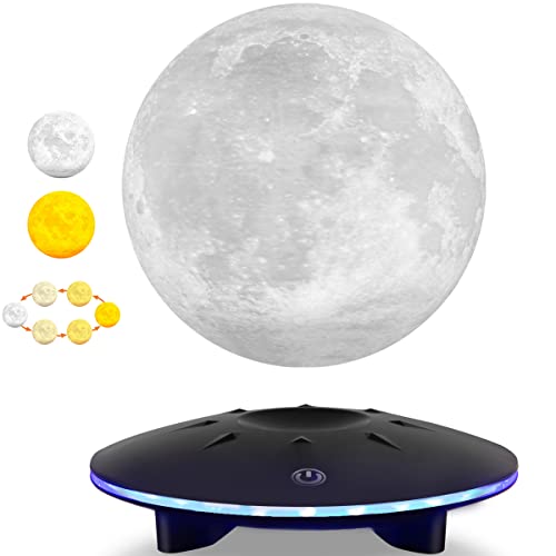 DIDWI Schwebende Mond Lampe, 3D-Druck Spinning Moon Light, magnetische schwebende Mond Lampe, LED-Kugellampen, Nachtlichter, Raumdekoration, technische Geräte, einzigartiges Geschenk (3 Farben) von DIDWI